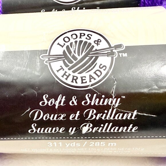 Loops & Threads Soft & Shiny Yarn - Purple - PRICE IS PER SKEIN 4 AVAILABLE - Picture 2 of 6